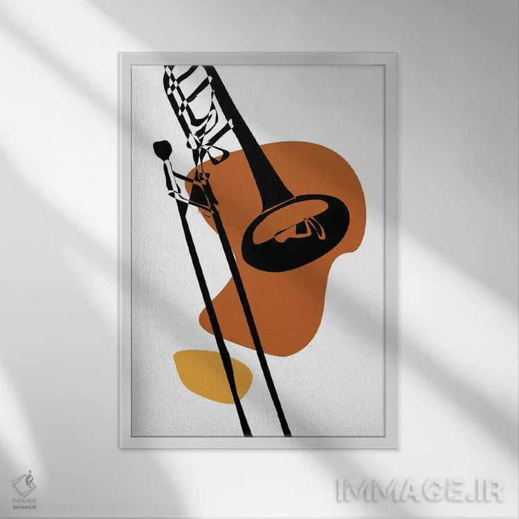 تابلو مینیمال ترومبون خاکی اثر نیسه کرونا - نمای قابدار سفید