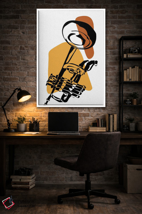 تابلو مینیمال ترومپت خاکی رنگ اثر نیسه کرونا - D3W