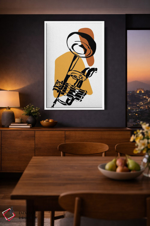 تابلو مینیمال ترومپت خاکی رنگ اثر نیسه کرونا - D2W