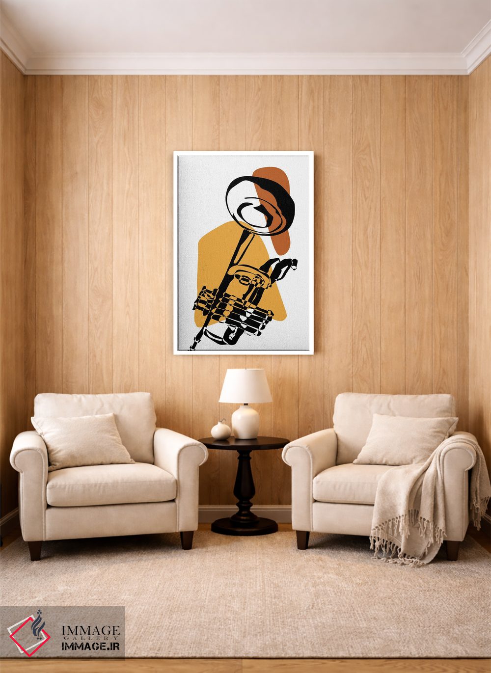 تابلو مینیمال ترومپت خاکی رنگ اثر نیسه کرونا - D1W