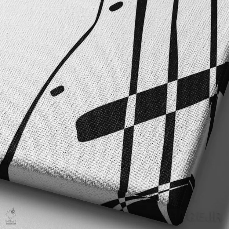 تابلو مینیمال گیتار باس اثر نیسه کرونا - نمای نزدیک بافت بوم