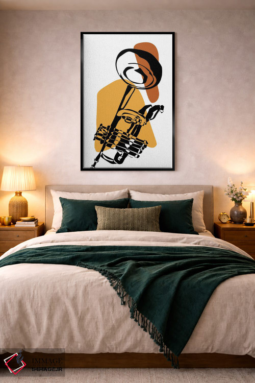 تابلو مینیمال ترومپت خاکی رنگ اثر نیسه کرونا - D5B