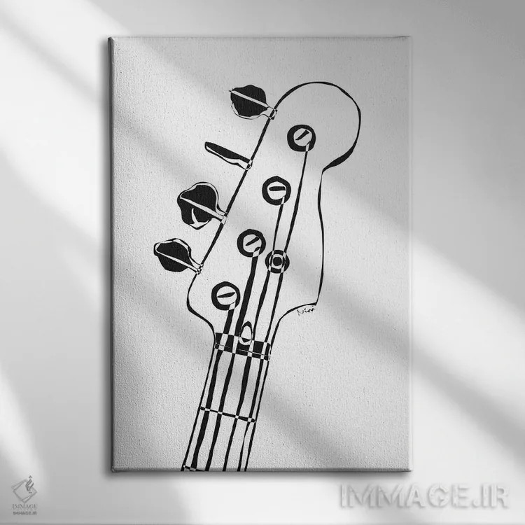 تابلو مینیمال سر گیتار باس اثر نیسه کرونا - نمای روبهرو روی دیوار