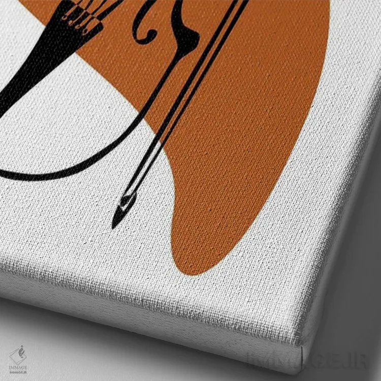 تابلو مینیمال ویولن خاکی اثر نیسه کرونا - نمای نزدیک بافت بوم