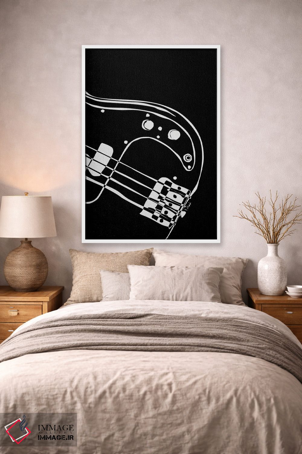 تابلو مینیمال گیتار باس مشکی اثر نیسه کرونا - D1W