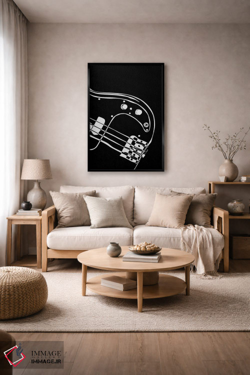 تابلو مینیمال گیتار باس مشکی اثر نیسه کرونا - D3B