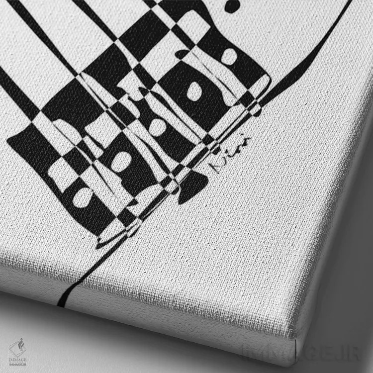 تابلو مینیمال گیتار باس سفید اثر نیسه کرونا - نمای نزدیک بافت بوم