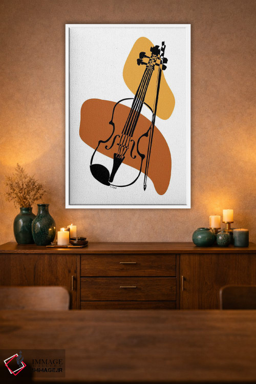 تابلو مینیمال ویولن خاکی اثر نیسه کرونا - D1W
