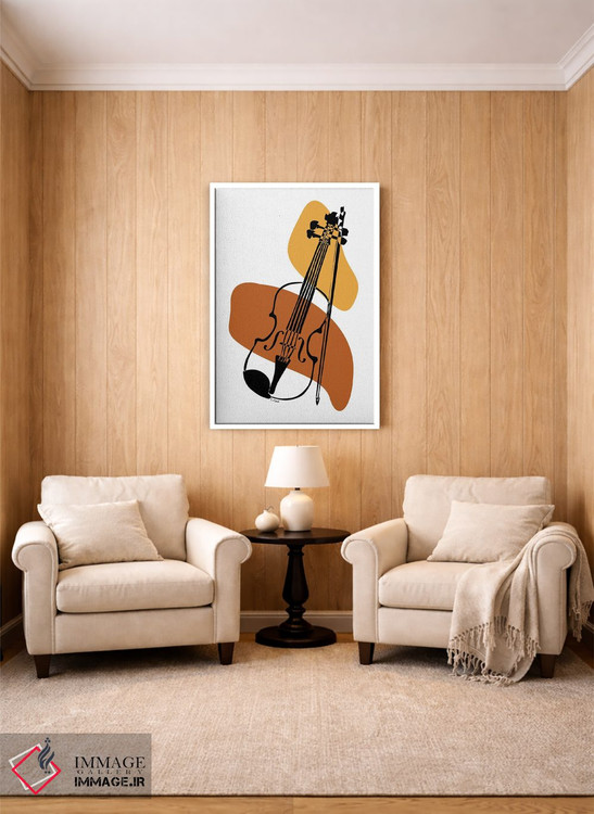 تابلو مینیمال ویولن خاکی اثر نیسه کرونا - D3W