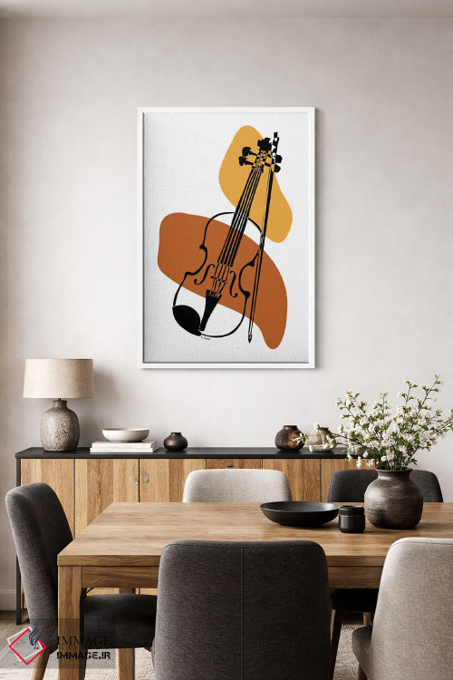تابلو مینیمال ویولن خاکی اثر نیسه کرونا - D4W