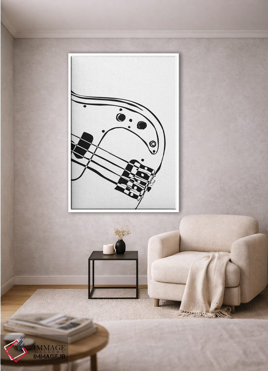 تابلو مینیمال گیتار باس سفید اثر نیسه کرونا - D1W