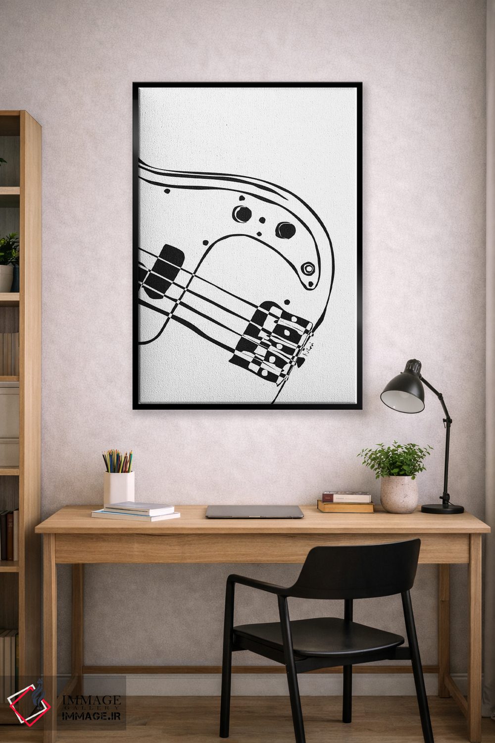 تابلو مینیمال گیتار باس سفید اثر نیسه کرونا - D2B