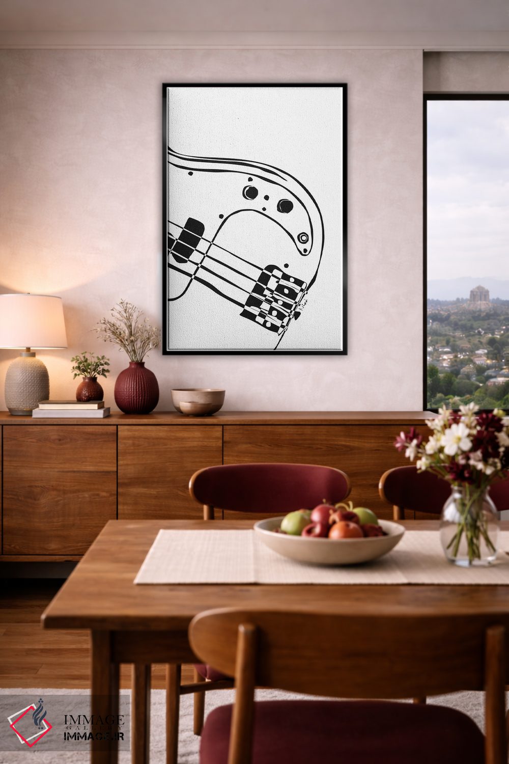 تابلو مینیمال گیتار باس سفید اثر نیسه کرونا - D3B