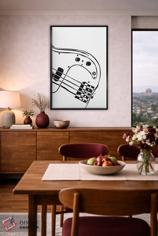 تابلو مینیمال گیتار باس سفید اثر نیسه کرونا - D3B