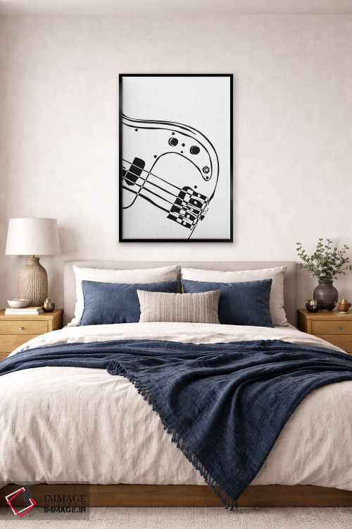 تابلو مینیمال گیتار باس سفید اثر نیسه کرونا - D5B