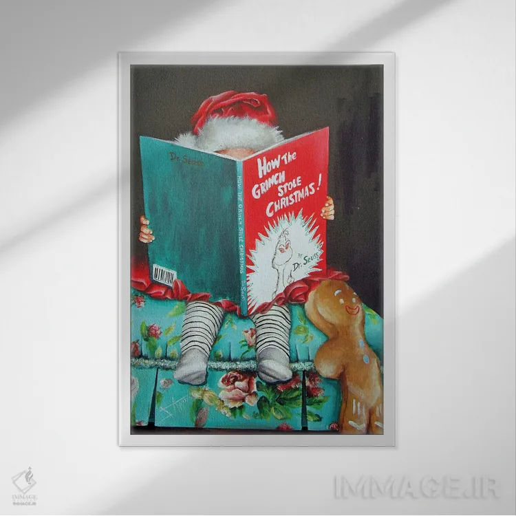 تابلو دکوراتیو گرینچ اثر سلمی نصرالباور - نمای قابدار سفید