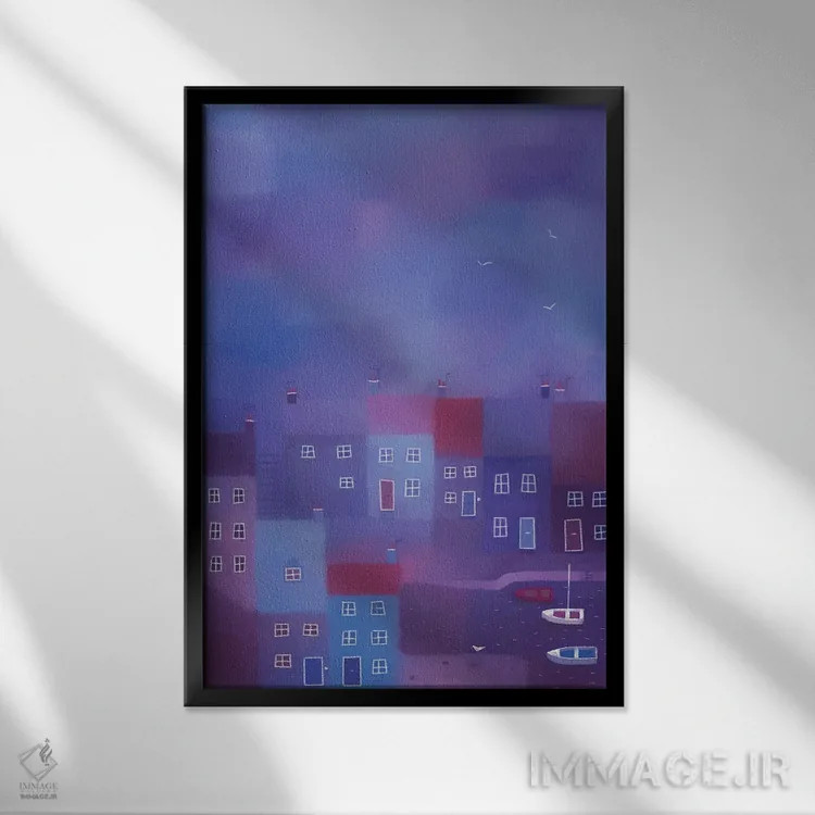 تابلو دکوراتیو غروب در دوون اثر نیک اسکویرل - نمای قابدار مشکی