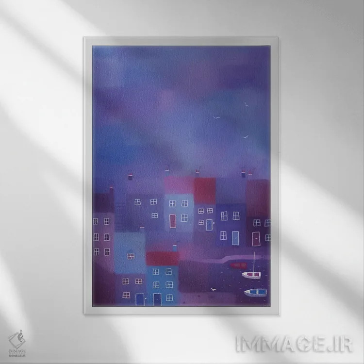 تابلو دکوراتیو غروب در دوون اثر نیک اسکویرل - نمای قابدار سفید