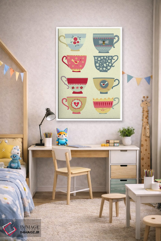 تابلو دکوراتیو هشت فنجان چای اثر نیک اسکویرل - D1W