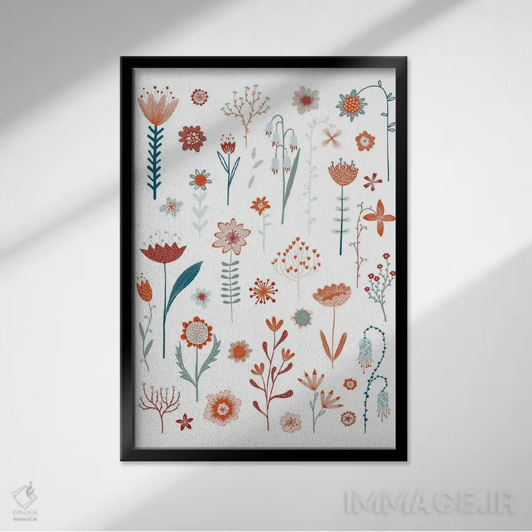 تابلو دکوراتیو گل های تابستان اثر نیک اسکویرل - نمای قابدار مشکی