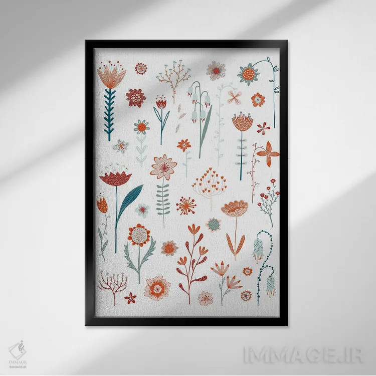 تابلو دکوراتیو گل های تابستان اثر نیک اسکویرل - نمای قابدار مشکی