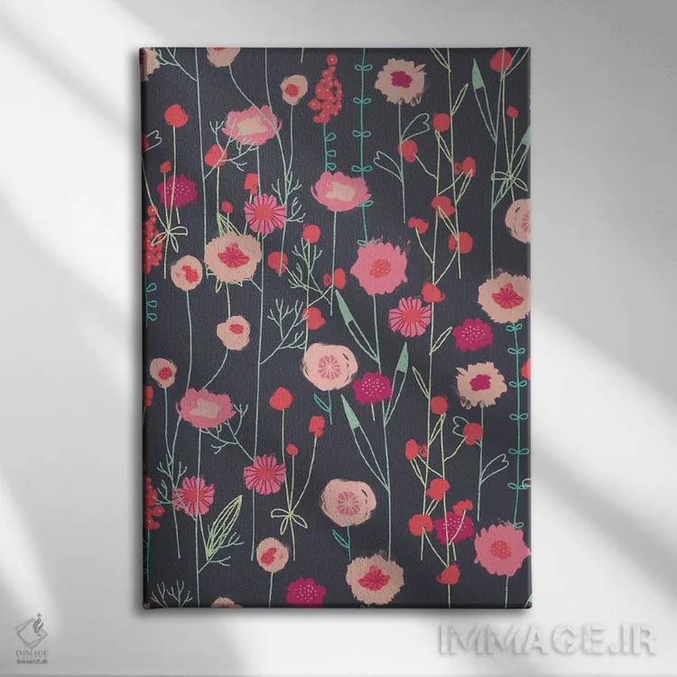 تابلو دکوراتیو مرغزار گل های پلیموث تیره اثر نیک اسکویرل - نمای روبهرو روی دیوار