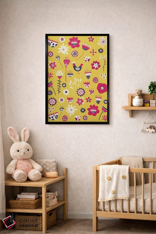 تابلو دکوراتیو گل های سنتی بهاری زرد اثر نیک اسکویرل - D4B