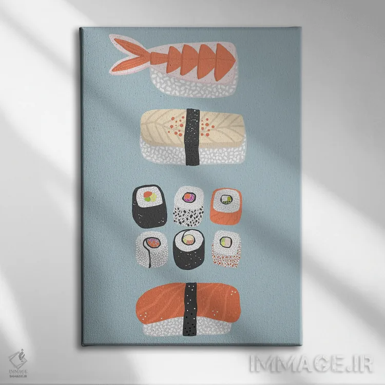 تابلو مینیمال سوشی اثر نیک اسکویرل - نمای روبهرو روی دیوار