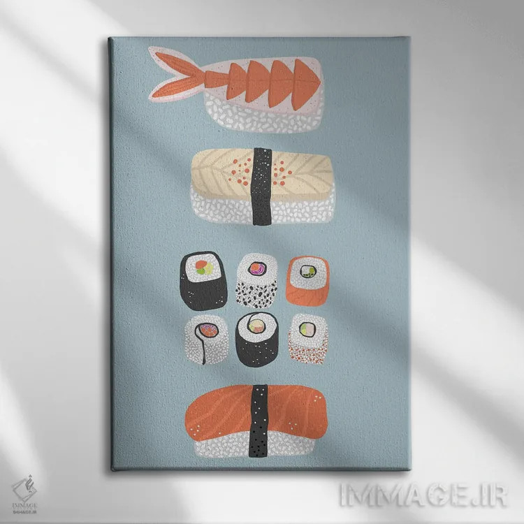تابلو مینیمال سوشی اثر نیک اسکویرل - نمای روبهرو روی دیوار
