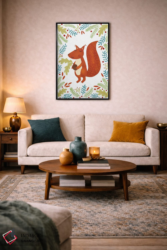 تابلو دکوراتیو سنجاب با بلوط اثر نیک اسکویرل - D5B