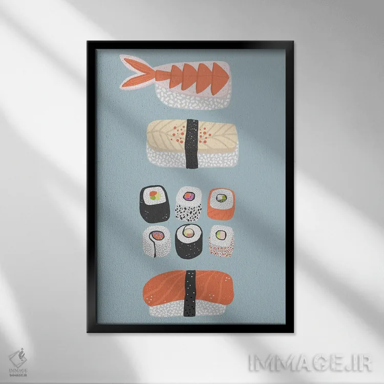 تابلو مینیمال سوشی اثر نیک اسکویرل - نمای قابدار مشکی