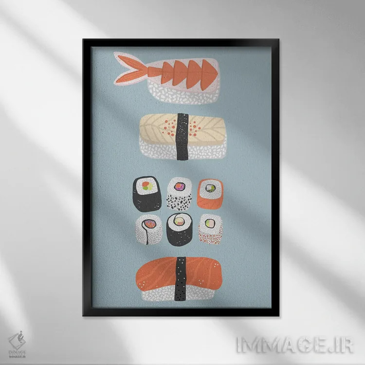 تابلو مینیمال سوشی اثر نیک اسکویرل - نمای قابدار مشکی