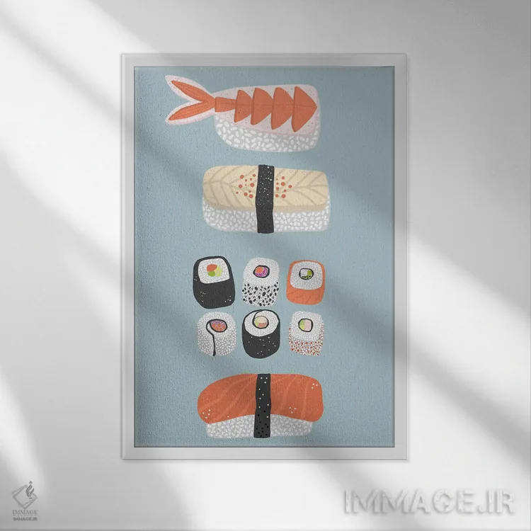 تابلو مینیمال سوشی اثر نیک اسکویرل - نمای قابدار سفید