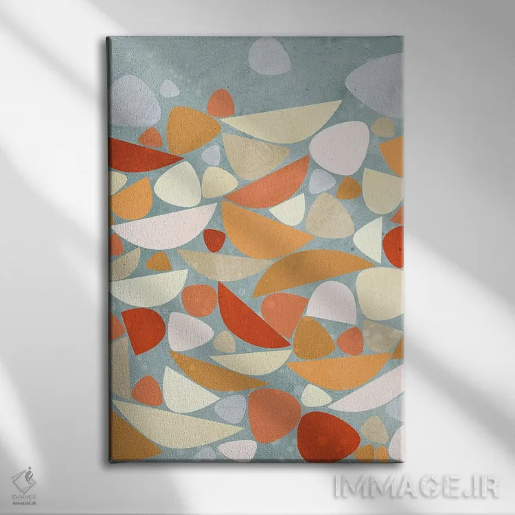 تابلو مینیمال بستر دریا نارنجی اثر نیک اسکویرل - نمای روبهرو روی دیوار