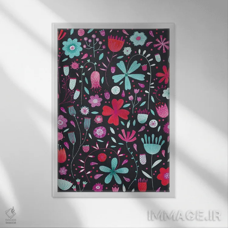 تابلو دکوراتیو چمنزار انگلیسی فیروزه ای تیره اثر نیک اسکویرل - نمای قابدار سفید
