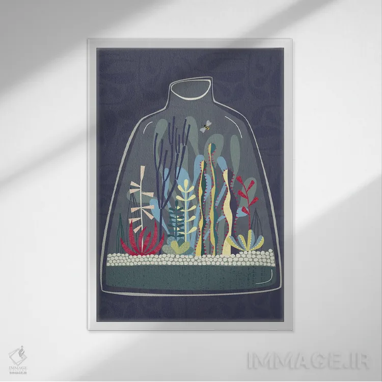 تابلو مدرن محفظه نگهداری گیاه یا حیوان اثر نیک اسکویرل - نمای قابدار سفید