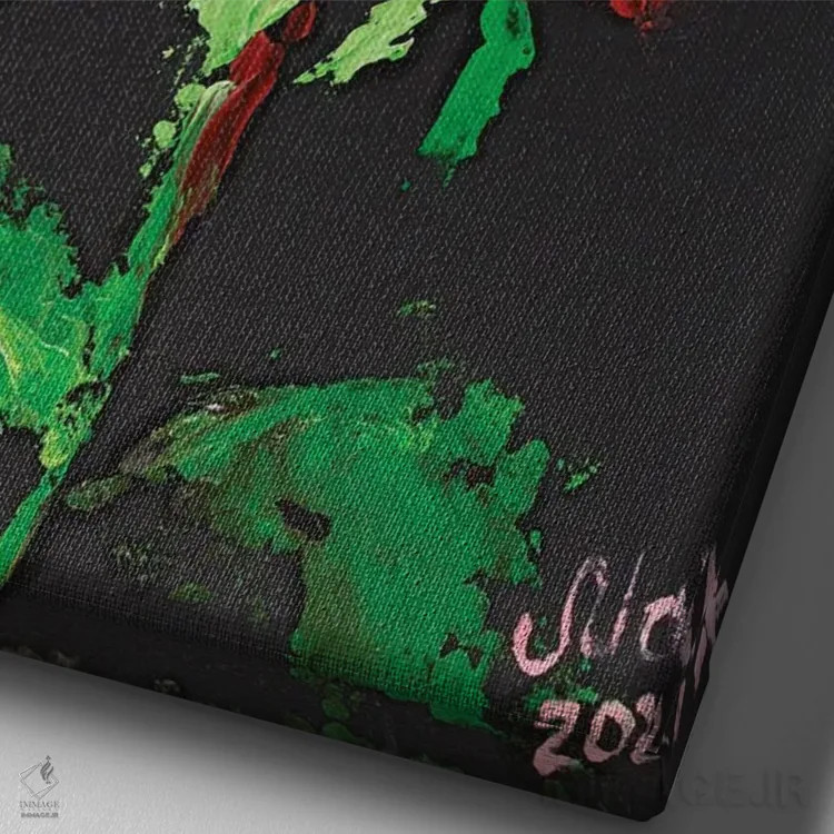 تابلو دکوراتیو رز قرمز II اثر ناتالی مک - نمای نزدیک بافت بوم