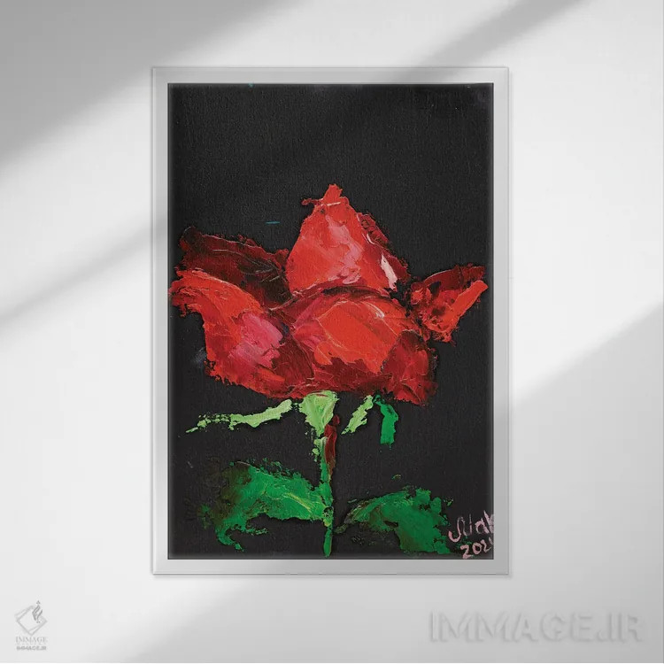 تابلو دکوراتیو رز قرمز II اثر ناتالی مک - نمای قابدار سفید