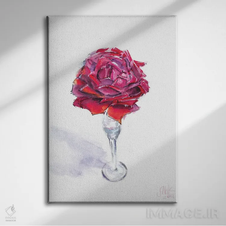 تابلو دکوراتیو رز قرمز اثر ناتالی مک - نمای روبهرو روی دیوار