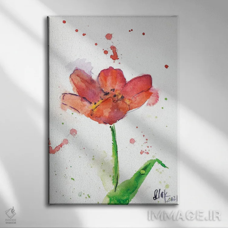 تابلو دکوراتیو لاله قرمز اثر ناتالی مک - نمای روبهرو روی دیوار