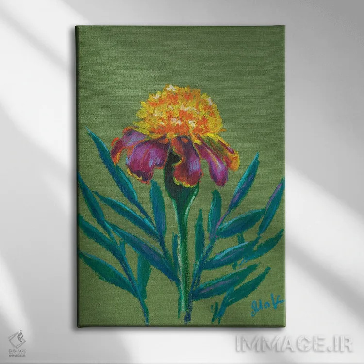 تابلو دکوراتیو گل همیشه بهار II اثر ناتالی مک - نمای روبهرو روی دیوار