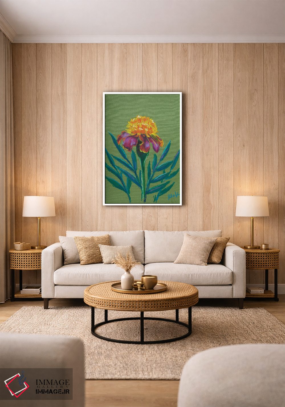 تابلو دکوراتیو گل همیشه بهار II اثر ناتالی مک - D1W