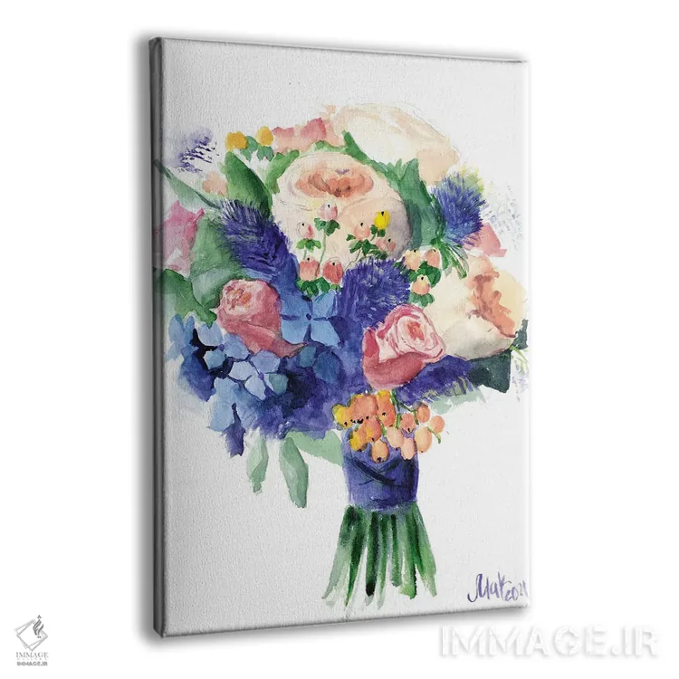 تابلو دکوراتیو دسته گل صدتومانی و ادریسی اثر ناتالی مک - نمای پرسپکتیو محصول