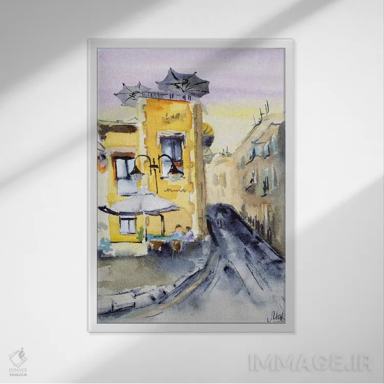 تابلو دکوراتیو خیابان ایتالیایی اثر ناتالی مک - نمای قابدار سفید