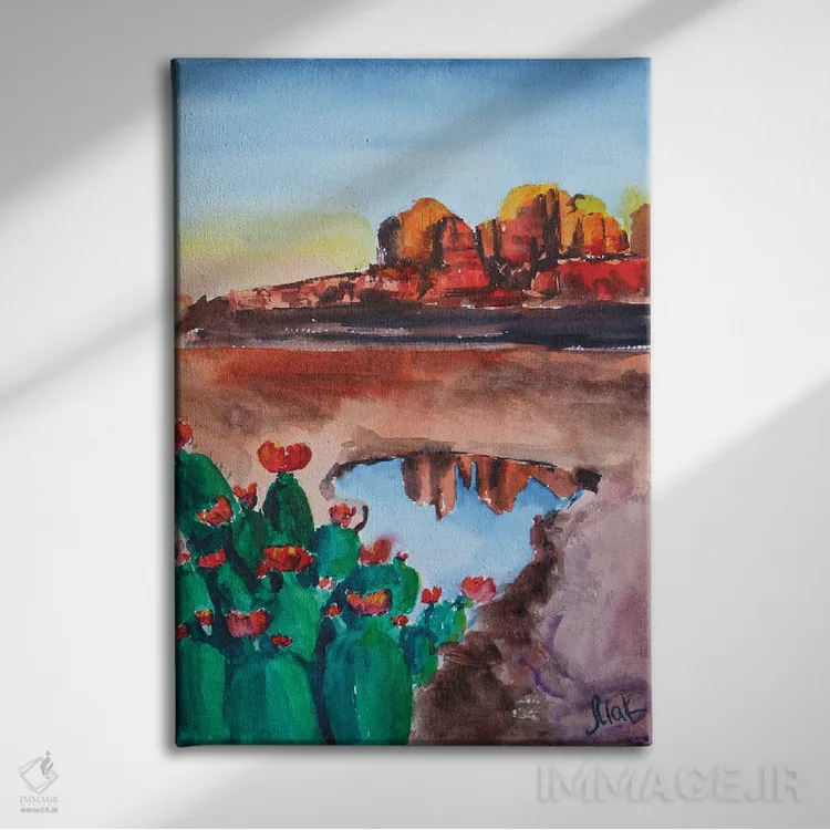 تابلو دکوراتیو نقاشی گرند کنیون آریزونا اثر ناتالی مک - نمای روبهرو روی دیوار