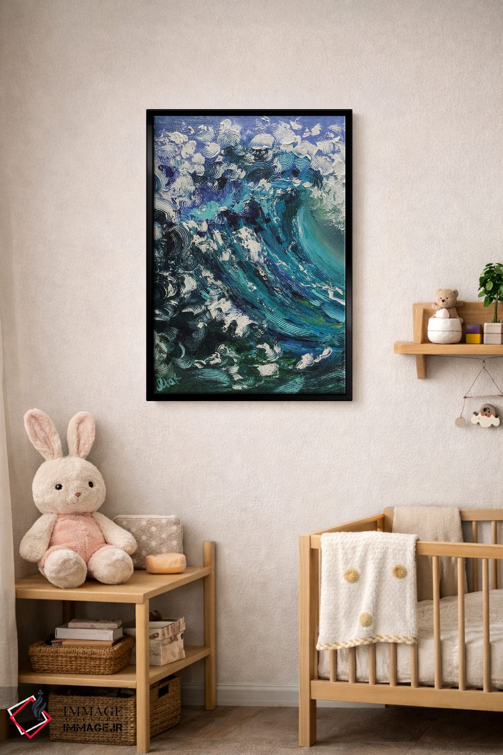 تابلو دکوراتیو موج دریا نقاشی رنگ روغن اثر ناتالی مک - D5B