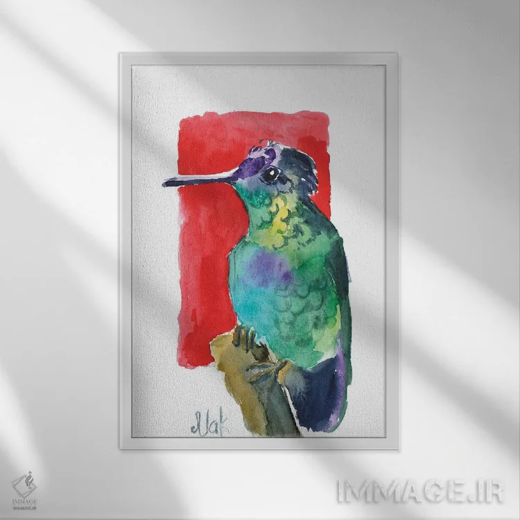 تابلو دکوراتیو مرغ مگس خوار نقاشی چینی اثر ناتالی مک - نمای قابدار سفید