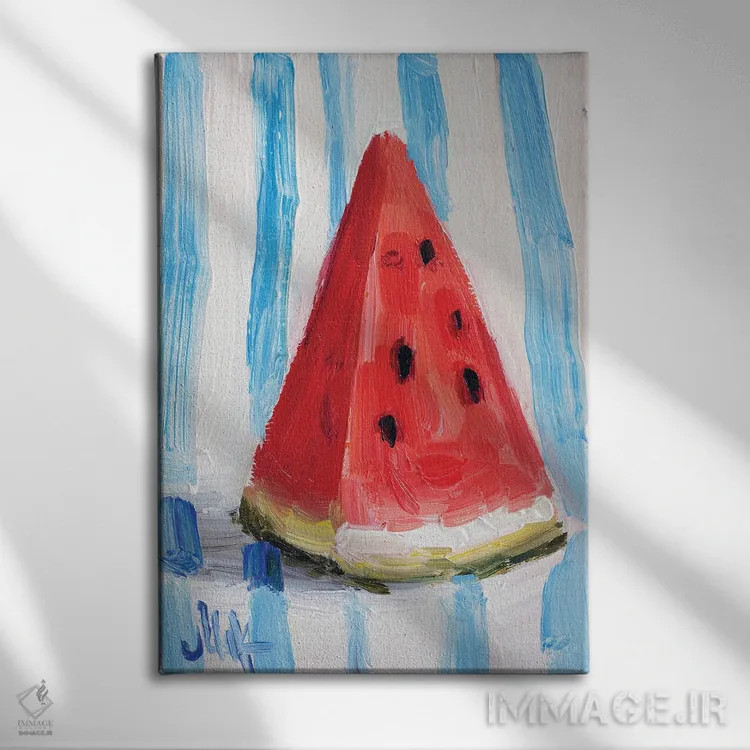 تابلو دکوراتیو طبیعت بی جان هندوانه اثر ناتالی مک - نمای روبهرو روی دیوار