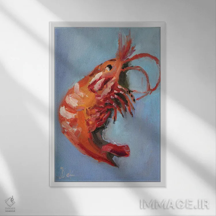 تابلو دکوراتیو میگو شماره ۲ اثر ناتالی مک - نمای قابدار سفید