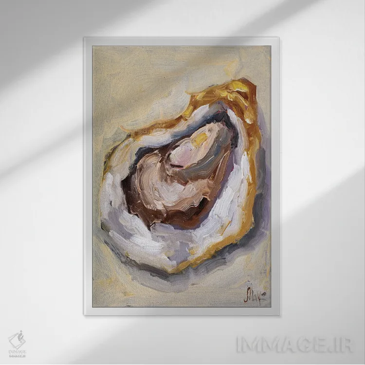 تابلو دکوراتیو صدف خوراکی شماره ۲ اثر ناتالی مک - نمای قابدار سفید
